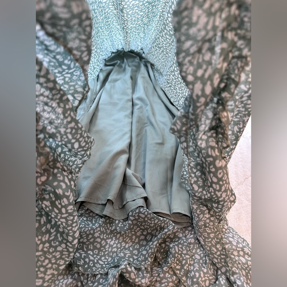 Midi dress C+D+M green white Medium New - Picture 6 of 9